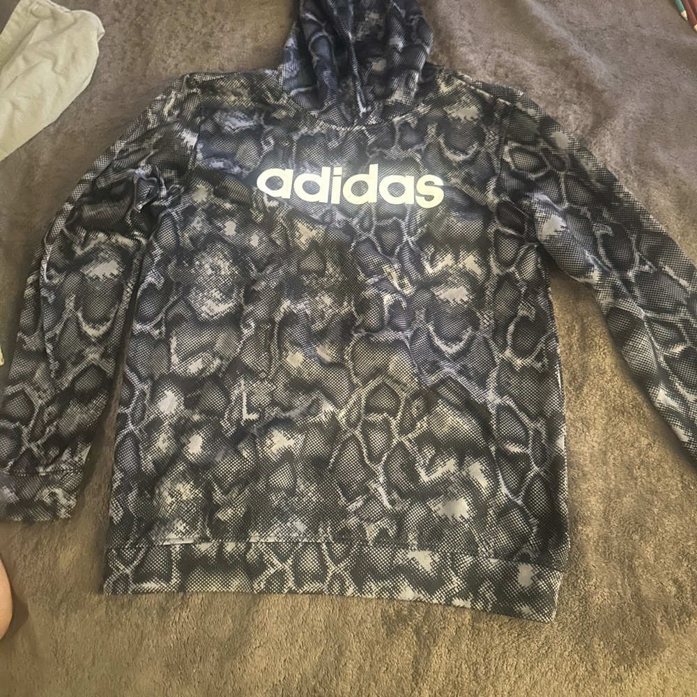 Adidas Black and Gray Snake Pattern Hoodie